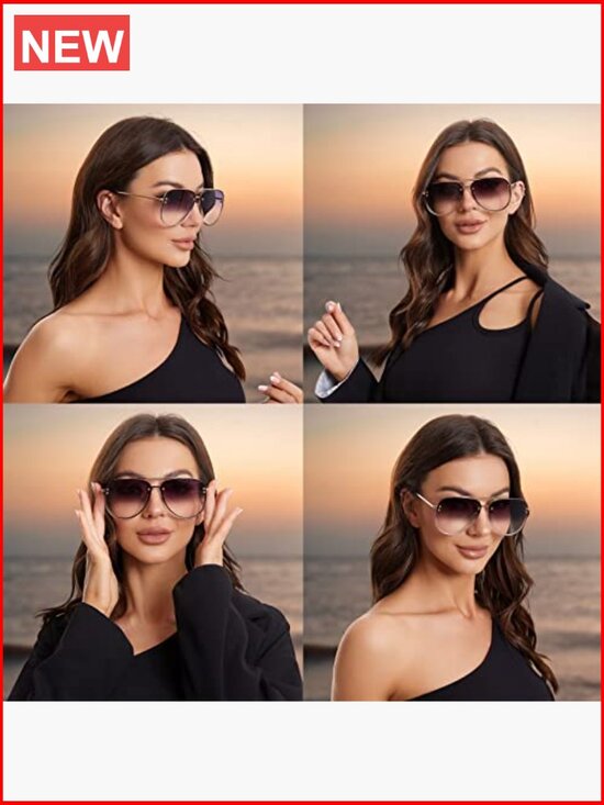 Oversized Aviator Sunglasses Retro Cute Big Shades UV Protection Wide Face Women main image 4